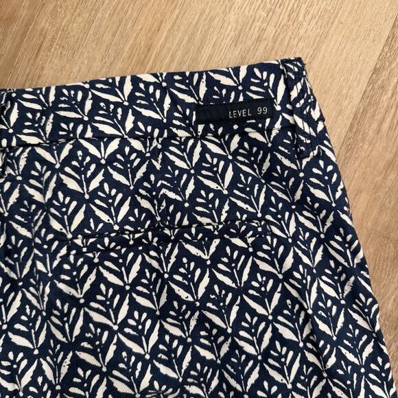 Anthropologie Level 99 Shorts Women's Size 28 Blue White Flat Front Chino Shorts - Picture 8 of 13